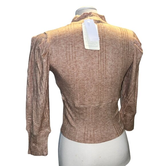Band of the Free NWT Mock Neck Ribbed Long Sleeve Sweater Sz L Womens Beige - Picture 4 of 11